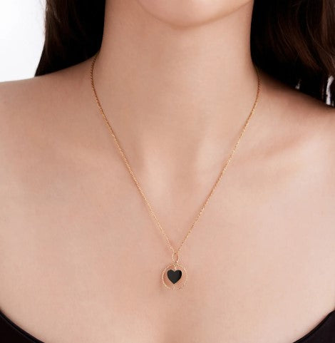 925 Sterling Silver Stylish Self Love Design CZ Stones Gold Plated Pendant With Chain For Women By Kesardeep